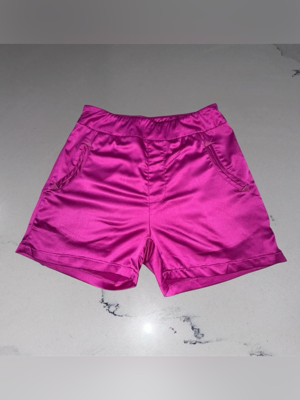 NWOT Two 2 Fly Hot Pink Satin Shiny High Waisted Shorts Size XS